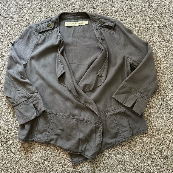 Daughters of the Liberation Anthropologie gray open front jacket size L - Picture 5 of 12